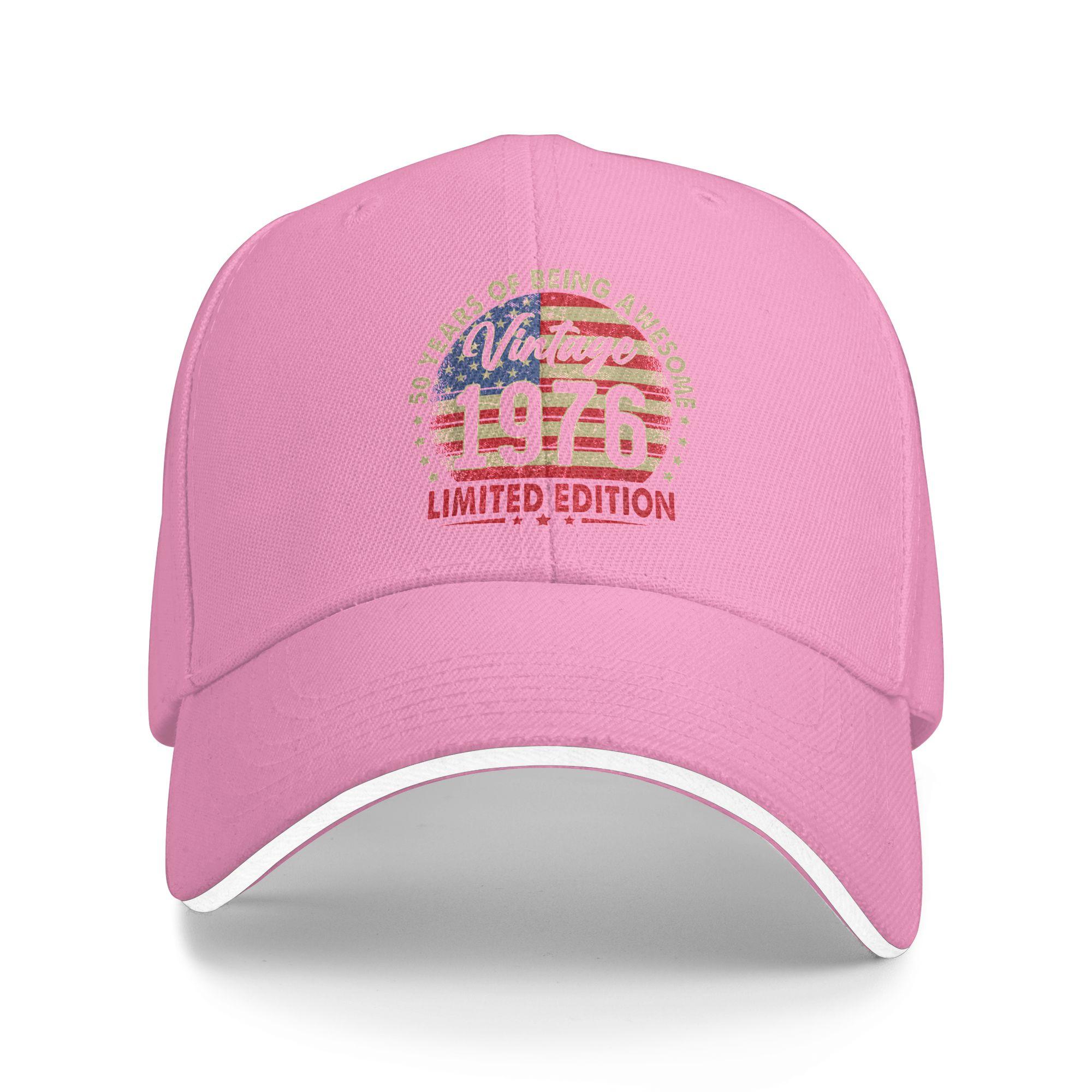 

Vintage 1976 Limited Edition 50th Birthday 50 Years Old Casual Baseball Cap Fishing Trucker Hat Spring Men Retro Baseball Caps One Size розовый