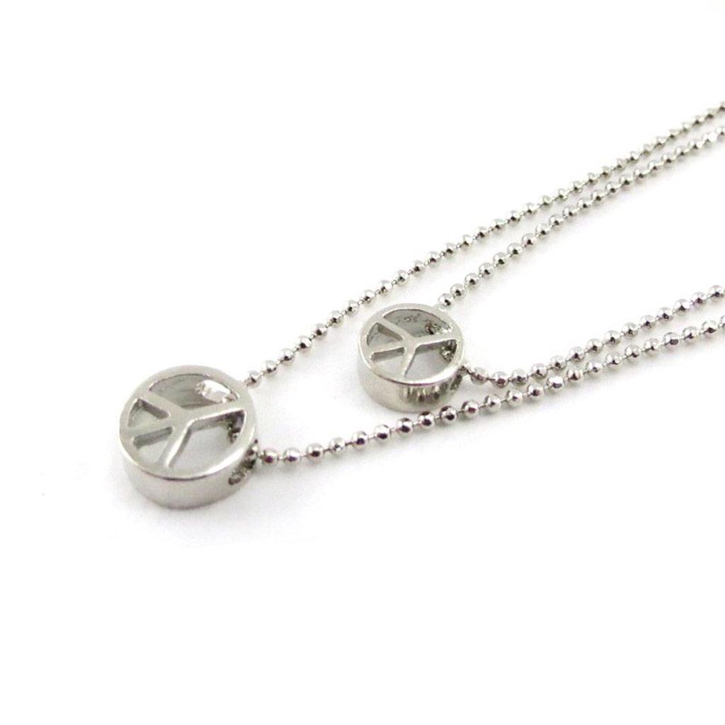 Les Trésors De Lily [J1181] - Silver 'Peace' Designer Necklace (2 Rows)