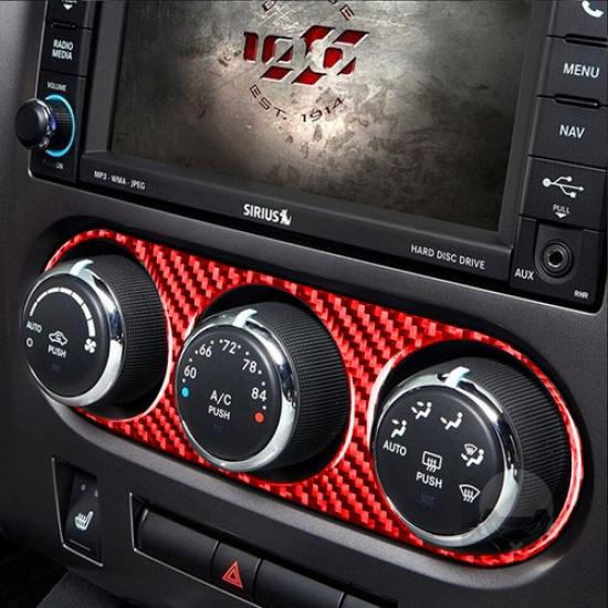 Röd kolfiberkonsol AC-strömbrytarpanel Cover Trim för Dodge Challenger 08-14-W