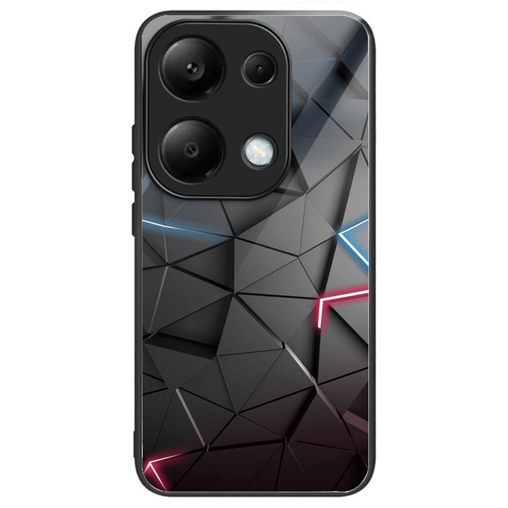 For Xiaomi Redmi Note 13 4G Case Pattern Printing Tempered Glass+TPU Phone Cover