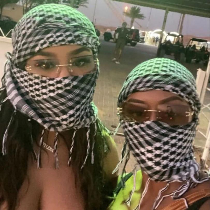 Etnický Keffiyeh Šátek na hlavu Třásně Arafat Hijáb Shemagh Šátek Arabský Kryt obličeje Prachotěsný Návlek na hlavu Muslimská Arabská Bandana Šála