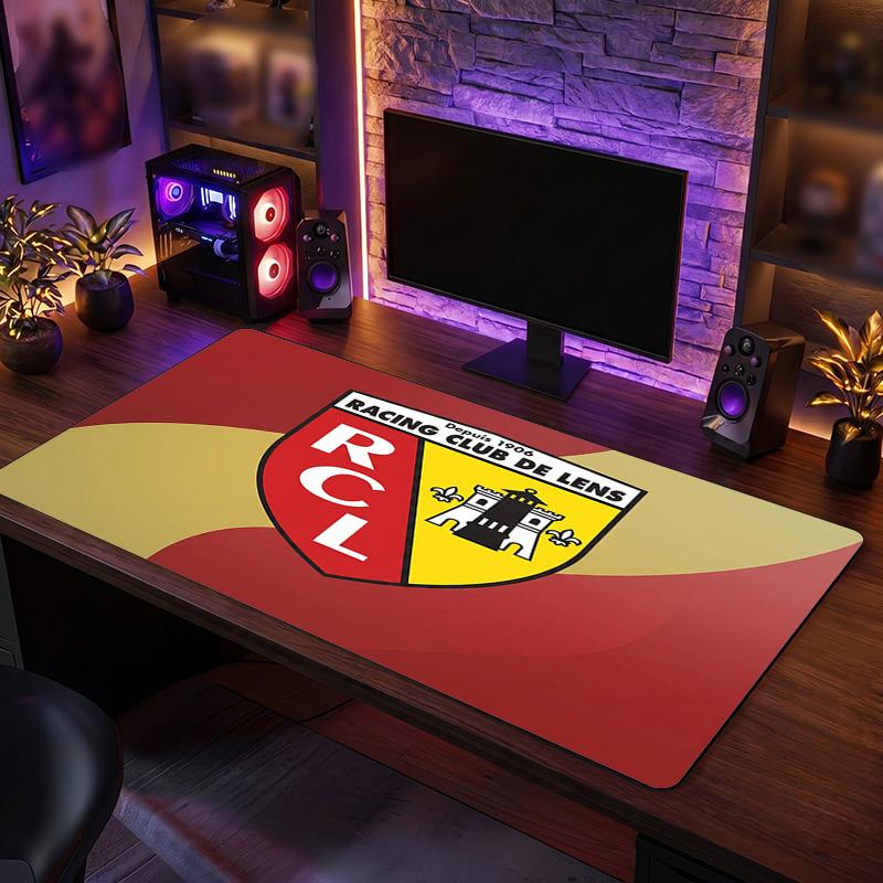 Lens FC Theme Pattern Mouse Pad, Soccer Logo Design XXL Gaming Desk Mat Non-Slip Computer Mouse Pad