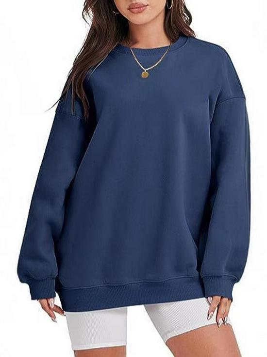 2024 Autumn/Winter Women's Plus Velvet Casual Loose Round Neck Hoodie, European & American Style
