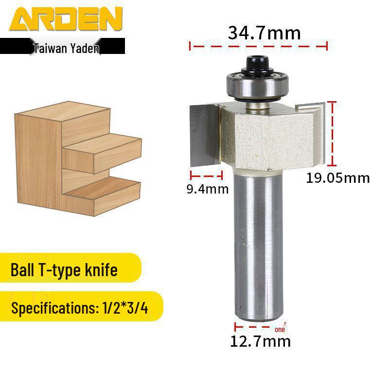 Taiwan Yaden T-Type Ball Bearing Edge Trimmer & Slotting Cutter for Woodworking