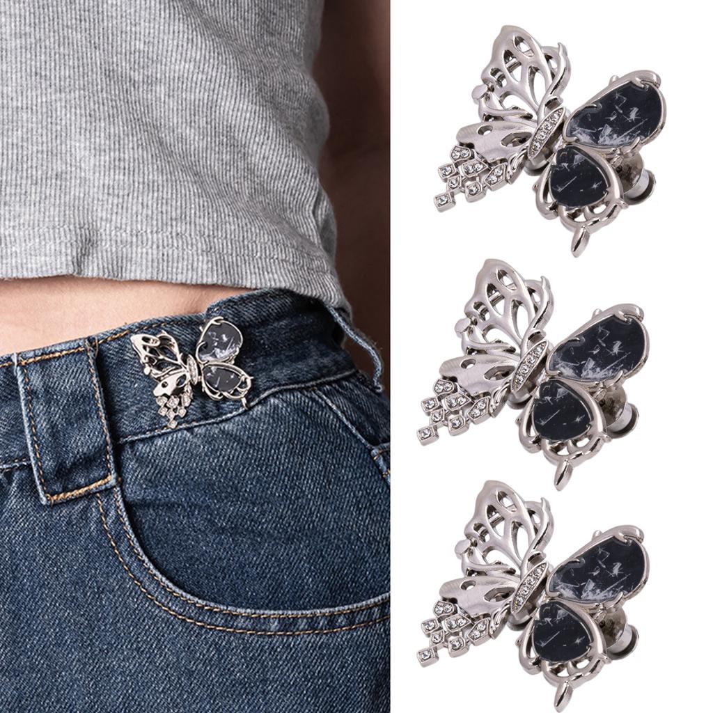 Waist Adjusters with Butterfly Design Waist Adjusting Tool Nonsewing Waist Fasteners For Women Loose Pants Jeans 3PCS