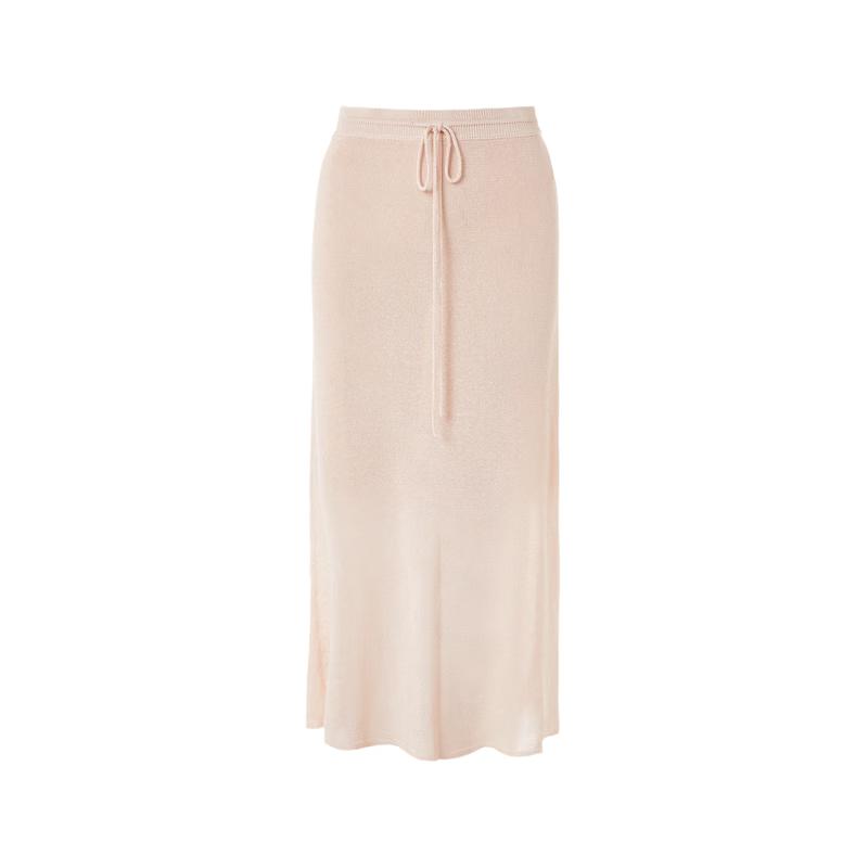 

Women s Hemp Blend Drawstring Ribbed Knit Midi Skirt L