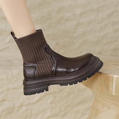 Fashion New Autumn Winter Genuine Leather Women Boots Fashion Platform Boots for Women Chunky Heel Short Boots Botines Mujer High Heels