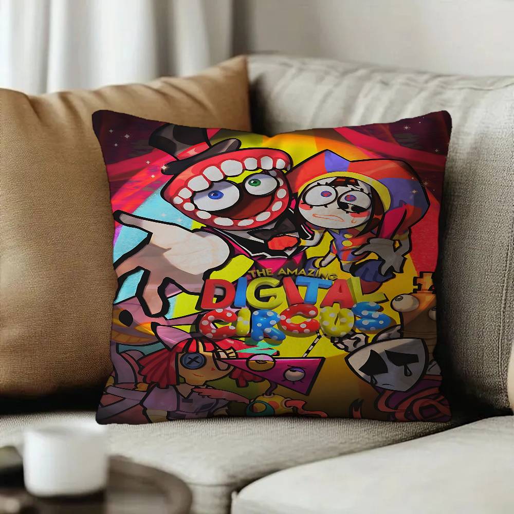 Cartoon The Amazing Digital CCircus Pillow Covers Cartoon Sofa Decorative Home Doublesided Printing Short Plush Cushion Cover