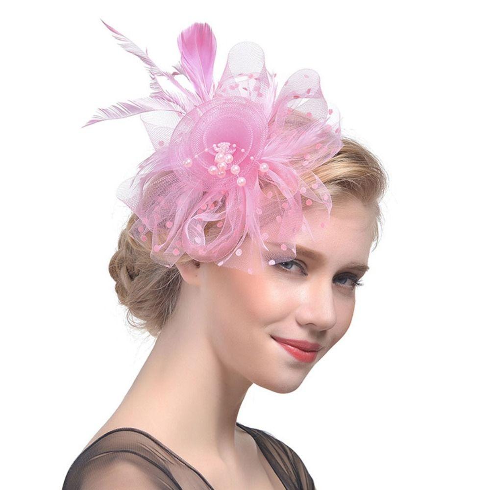 Elegant Tea Party Mesh Hair Band Exquisite Bride Headdress Feathers Fascinator Hat  Dance Show