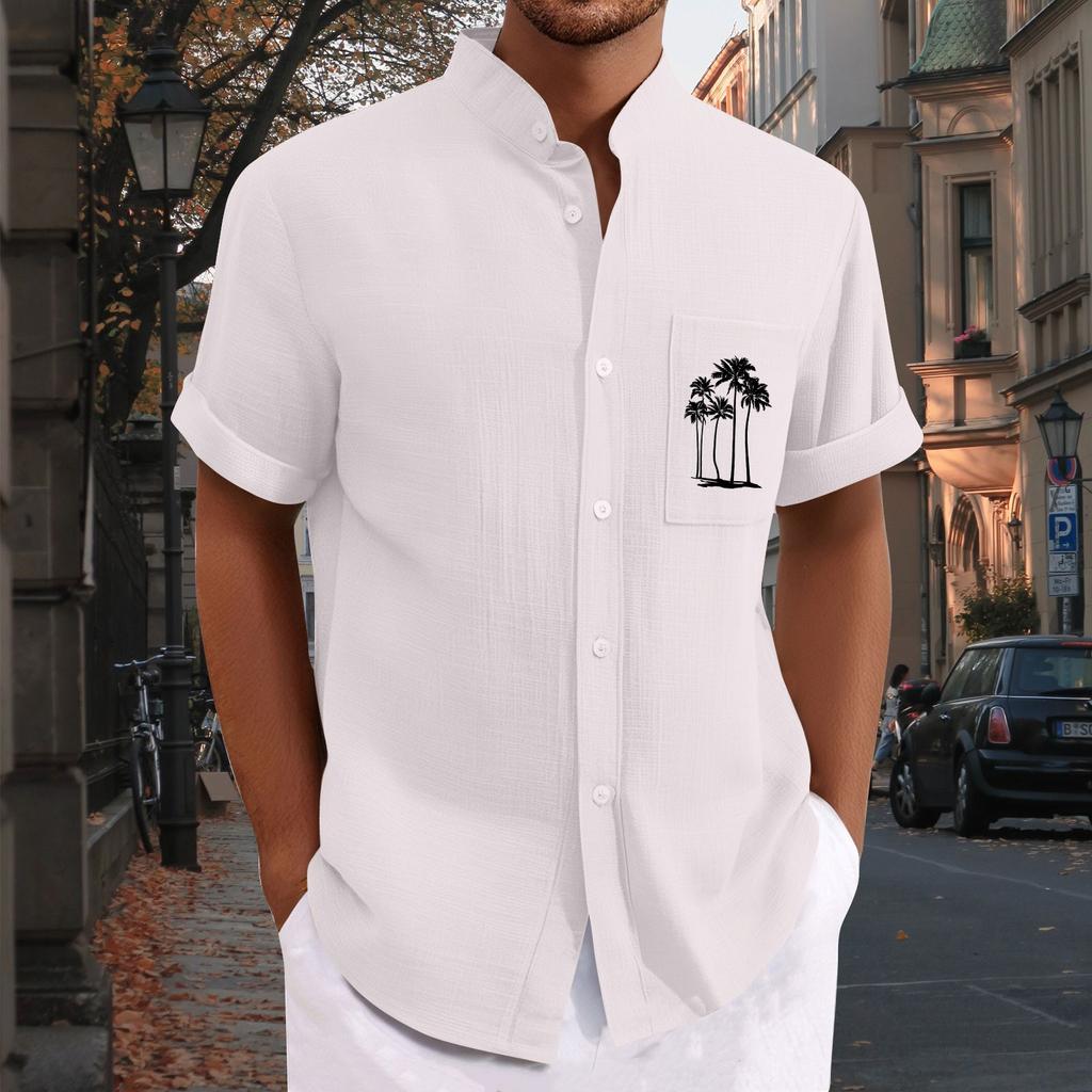 Men'S Casual Loose Short Sleeved Printed Shirt With Fashionable Top