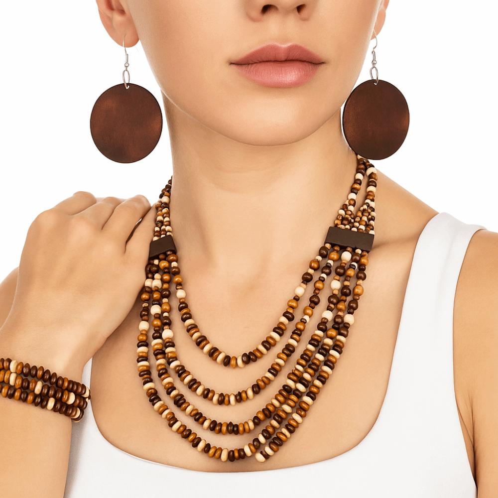 Ethnic Style Vintage Boho Bib Beads Colorful Geometric Beaded Necklace  Women Party Accessories
