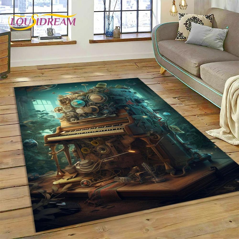 3D Dream Piano Key Music Instrument Cartoon Area Rug Duży, Dywan do Domu Salon Sofa Wycieraczka Dekoracja, Dziecięca Mata Antypoślizgowa Podłogowa