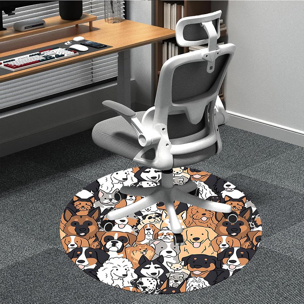 1pc Dogs Pets Office Round Area Rug, Indoor Mat Suitable For Office, Under Office Chairs Bedroom Living Room Home Decor, Room Deco