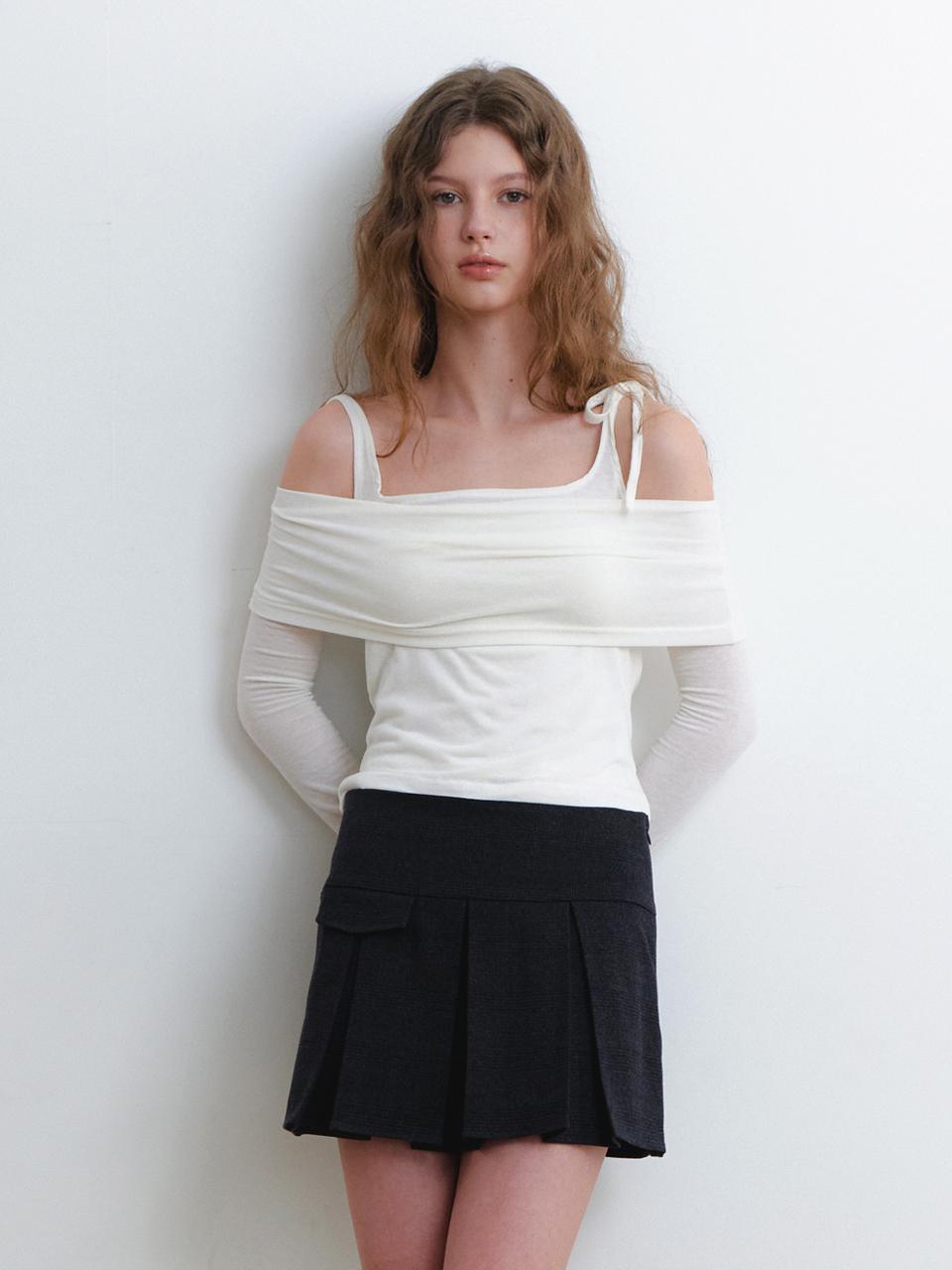 Kinder Baby Ribbon Sleeveless & Off-Shoulder Top Set - Cream Cream/Free