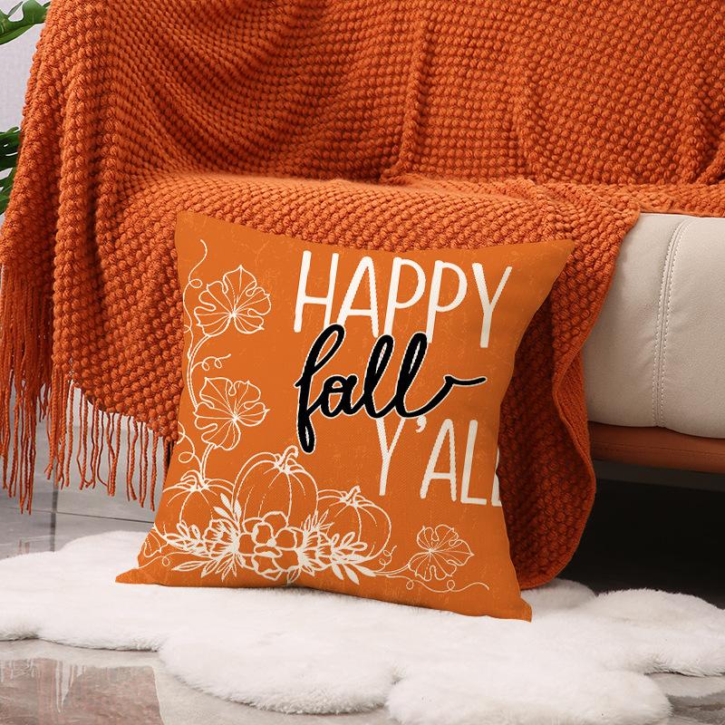New Thanksgiving Pillow Cover Autumn Plaid Set Maple Leaf Print Cushion Indoor Versatile Sofa Cushion