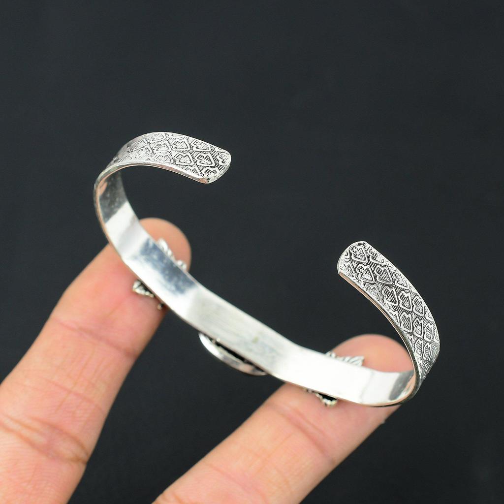 Natural Kyanite Gemstone Bangle Adjustable 925 Sterling Silver Indian Jewelry