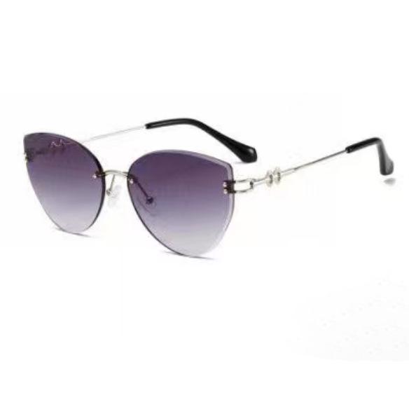 Women's Frameless Oval Metal Retro Sunglasses - High-End Japanese & Korean Fashion