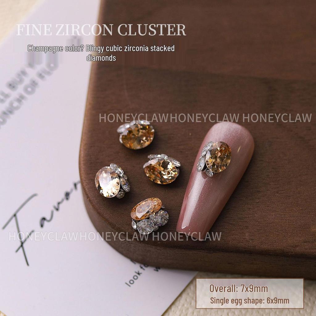 Champagne Zirconia Rhinestone Nail Art Balls - Handmade, Super Sparkle Decoration