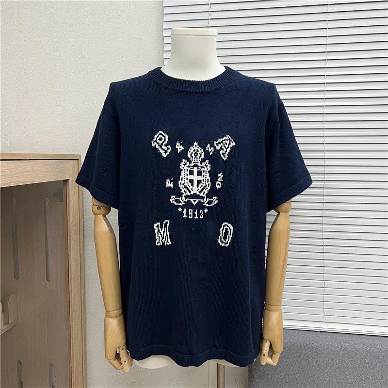 2025 Vår/Sommar Trendig Jacquardetikett Stickad Kortärmad Logotyp T-shirt