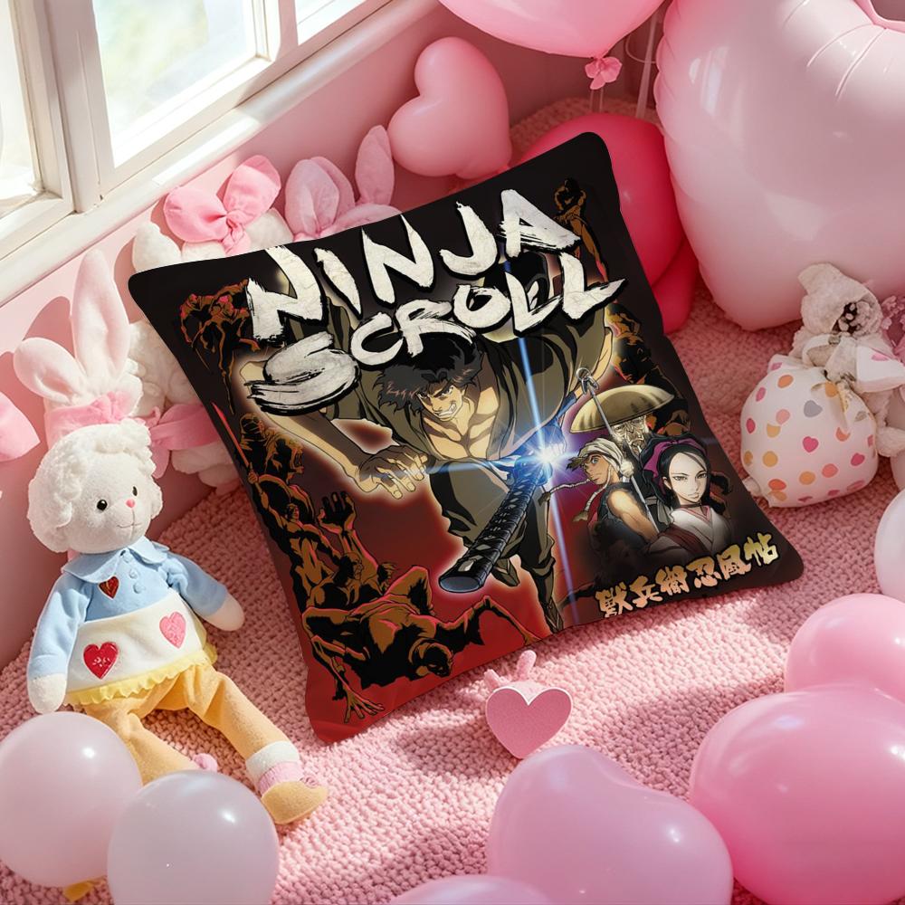 Anime N-Ninja S-Scroll Cushion Cover Pattern Printed Pillowcase for Living Room Sofa Cushion Cover & Bedroom Decor