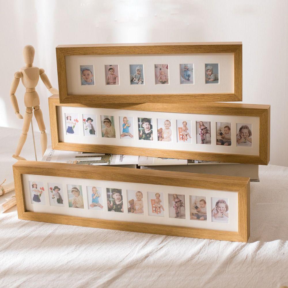 Mini Picture Frames Wooden Memorial Photo Frame Room Decoration Baby Growth Photo Album Frame Home