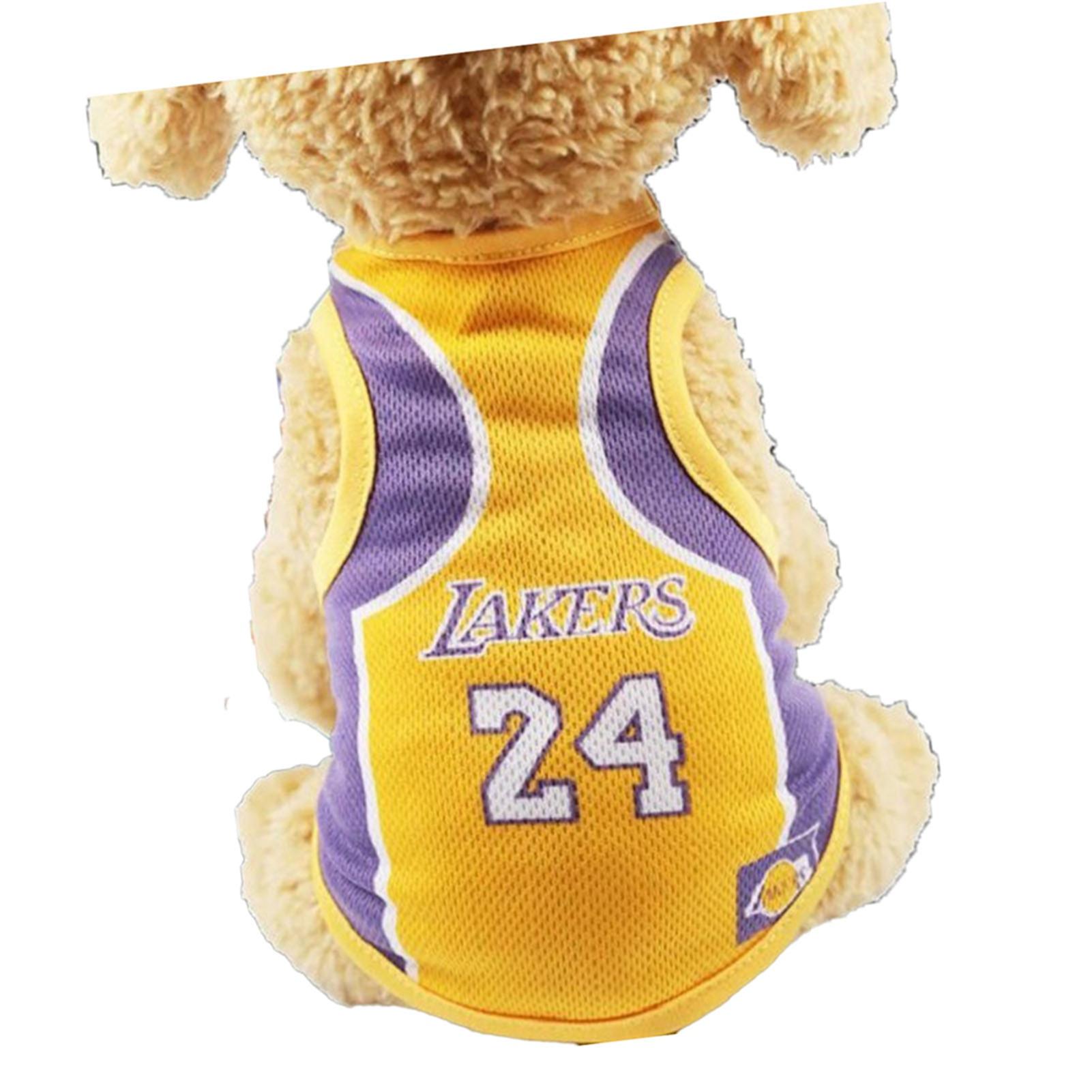 

Футболка Чемпионата мира для собак Яркая Милая Сетчатая Мягкая Дышащая Летняя Майка для Собак Щенков Фиолетовая и Желтая 24 Lakers L L