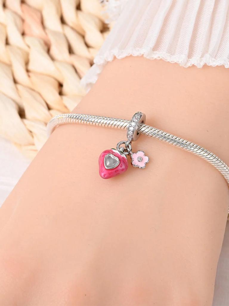 Charms Plata Copper Colors Avocado Strawberry Beads Charm Pendant For Original Bracelet For Women Diy Jewelry Love Gift
