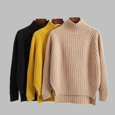 Nuevos Jerséis Casuales Lisos para Mujer Primavera Cuello Alto Ropa Interior Tejida Prendas de Punto Moda Femenina Tops Versátiles