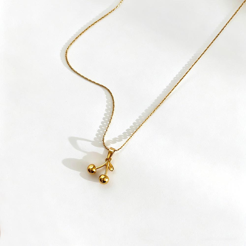 Chic Cherry Pendant Stainless Steel Necklace - Cute, Personalized, Versatile Fruit Design for Women