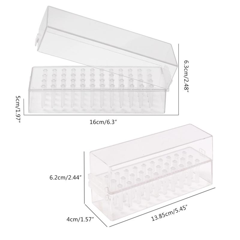 Professional 30/48 Holes Nail Drill Bits Holder Box Manicure Polishing Grinding Drill Bit Holder Clear Storage Box