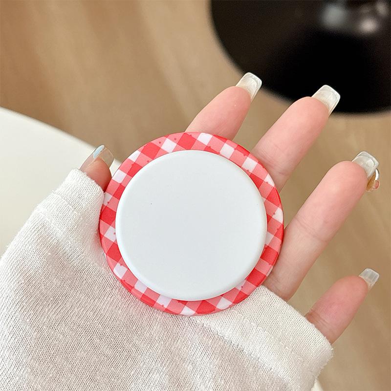 Plaid Simple Round Mobile Phone Airbag Bracket Magnetic Suction Telescopic Ring Wind Desktop Watching Drama Support