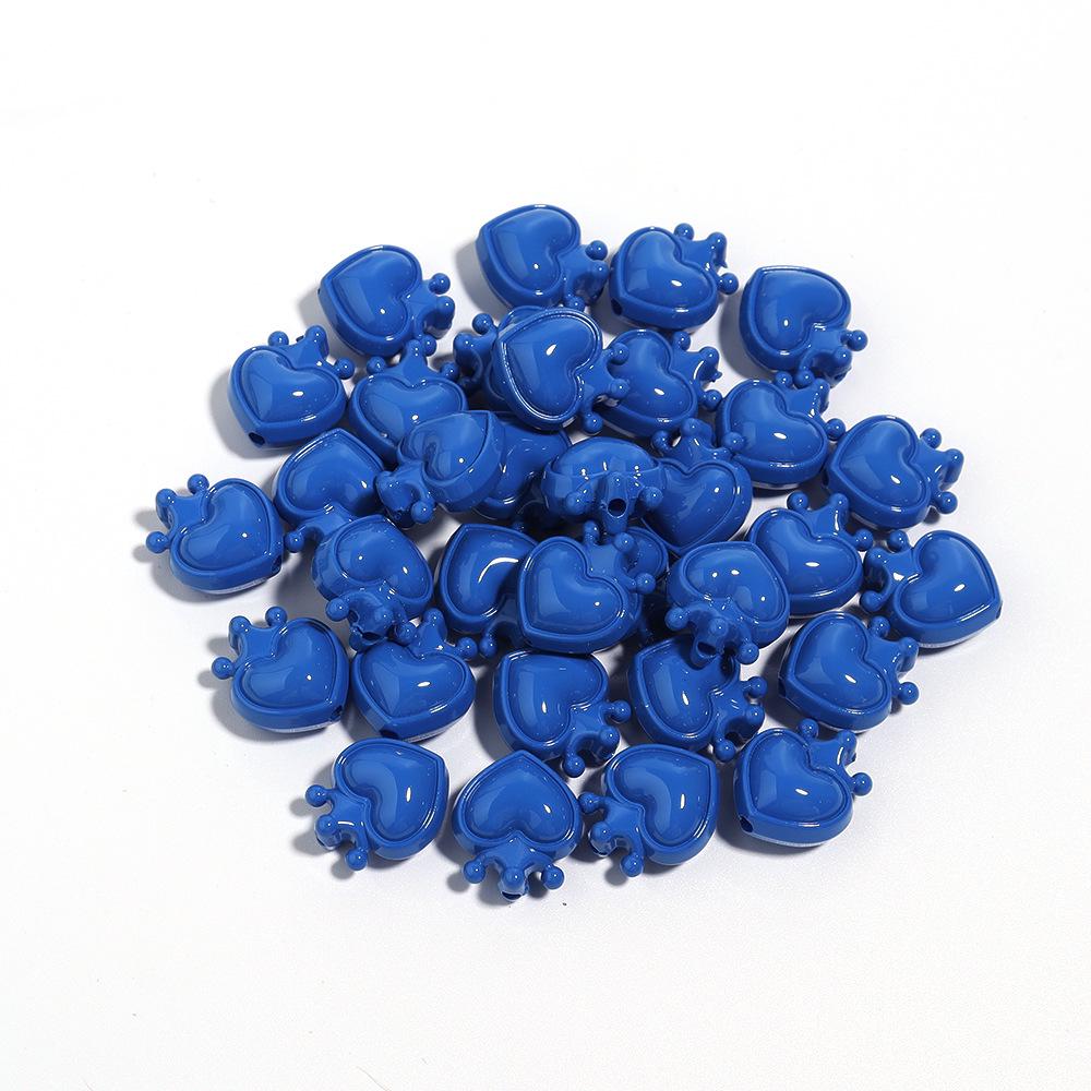 10-Pack Luminous Acrylic Heart Crown Beads for DIY Jewelry Crafting