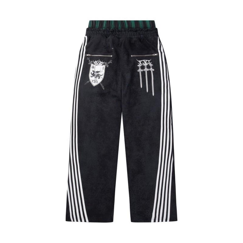 Womens Streetwear Hooded Crop Top Wide Leg Pants Set With 3D Print