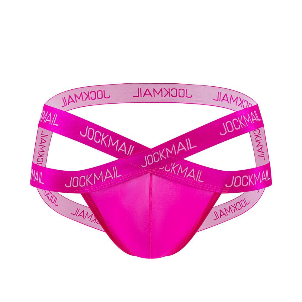 Jockstraps JOCKMAIL Sexy Cross Band mit Gummiband, Buchstabenaufdruck, einfarbig, Eisseide-Stoff, tägliche lässige Low-Rise Herren-Stringunterwäsche