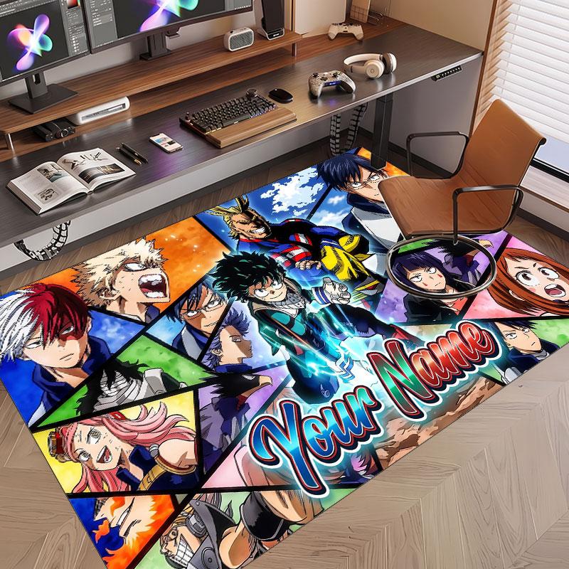 Custom Name Crystal Velvet Rug,My Hero Academia Comfortable Anti Slip Floor Mat For Room Decoration