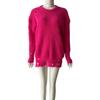 Women's Autumn/Winter Solid Color Ripped Knit Sweater Dress - Round Neck, Long Sleeve, Mid-Length Pullover