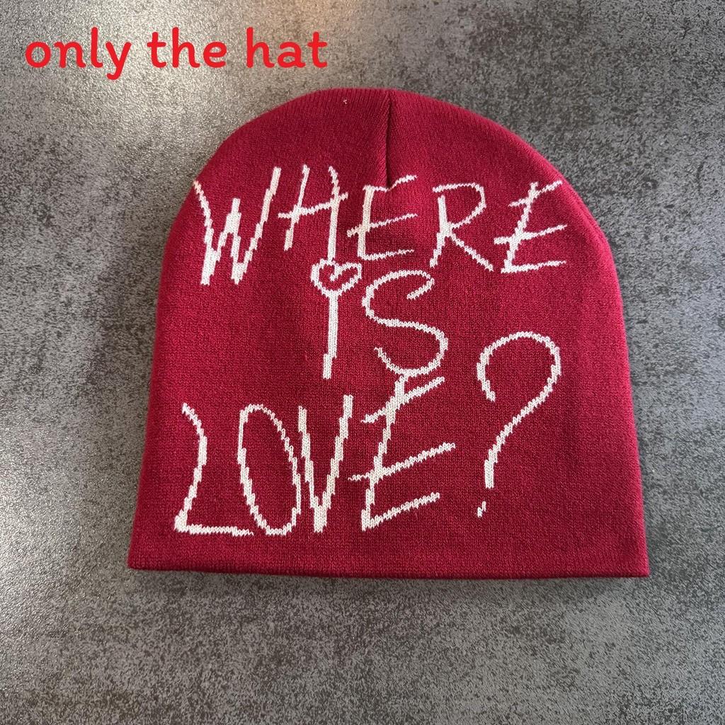 Simple Color Blocked Letter Pattern Neutral Casual Warm Knitted Hat Winter For