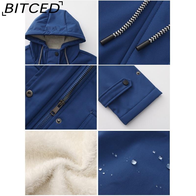 BITCED Women's Spring/Autumn Hooded Trench Coat with Fleece Lining and Water-Repellent Finish Long-Sleeved Zip-Up Cardigan