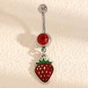 Stylish Fruit & Flower Enamel Belly Button Ring with Rhinestones - Cute Stainless Steel Piercing Accessory for Girls