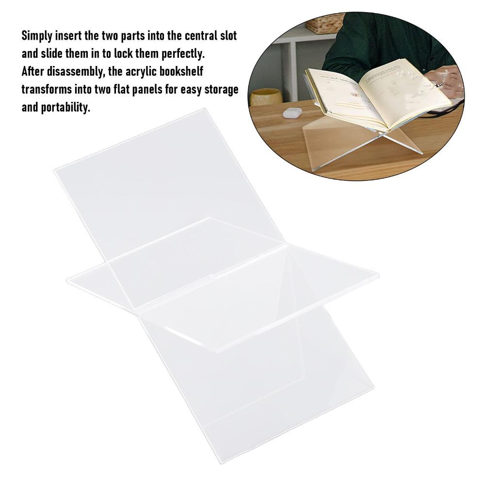 1set Portable Size Acrylic Book Stand Clear Acrylic Material Desktop Reading Rack  Office Display