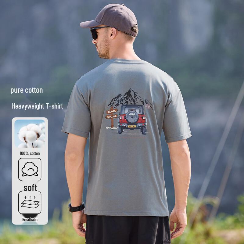 JEEP Men s Summer Outdoor Loose Cotton T-Shirt 3XL