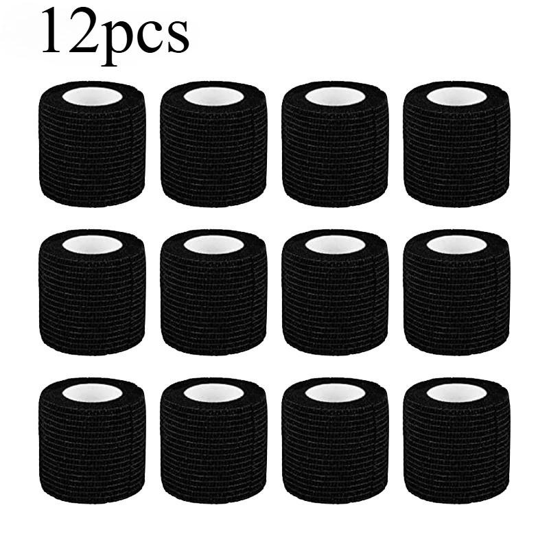 6/12pcs, Black Sports Grip Bandage Cover Wraps Tapes Nonwoven Waterproof Self Adhesive Finger Protection Home Accessories