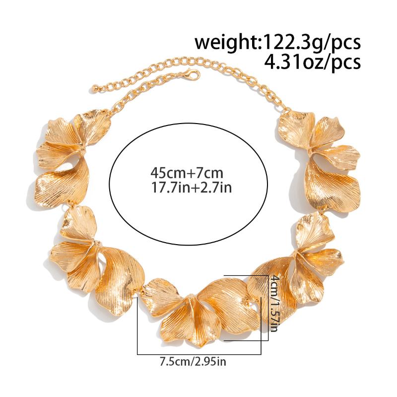 Ingemark Punk Irregular Petals Flower Chain Necklace For Women 2025   Gold Color Metal Choker Steampunk Jewelry Gift