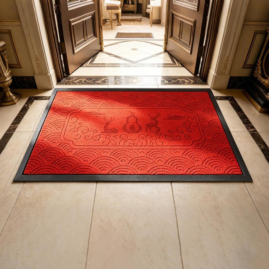 Luxury Non-slip Chinese Style Door Mat: Festive Main Entryway Carpet, Wash-free.
