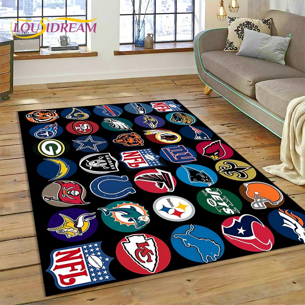 American Football N-NFL Zeichen Rugby Gamer Teppich für Wohnzimmer Schlafzimmer Dekoration, Bodenteppich rutschfeste Dekoration für Sofa Fußmatte