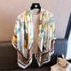 Vintage flower and bird simulation silk high sense 111cm large square scarf silk scarf printed shawl sunscreen scarf headscarf scarf