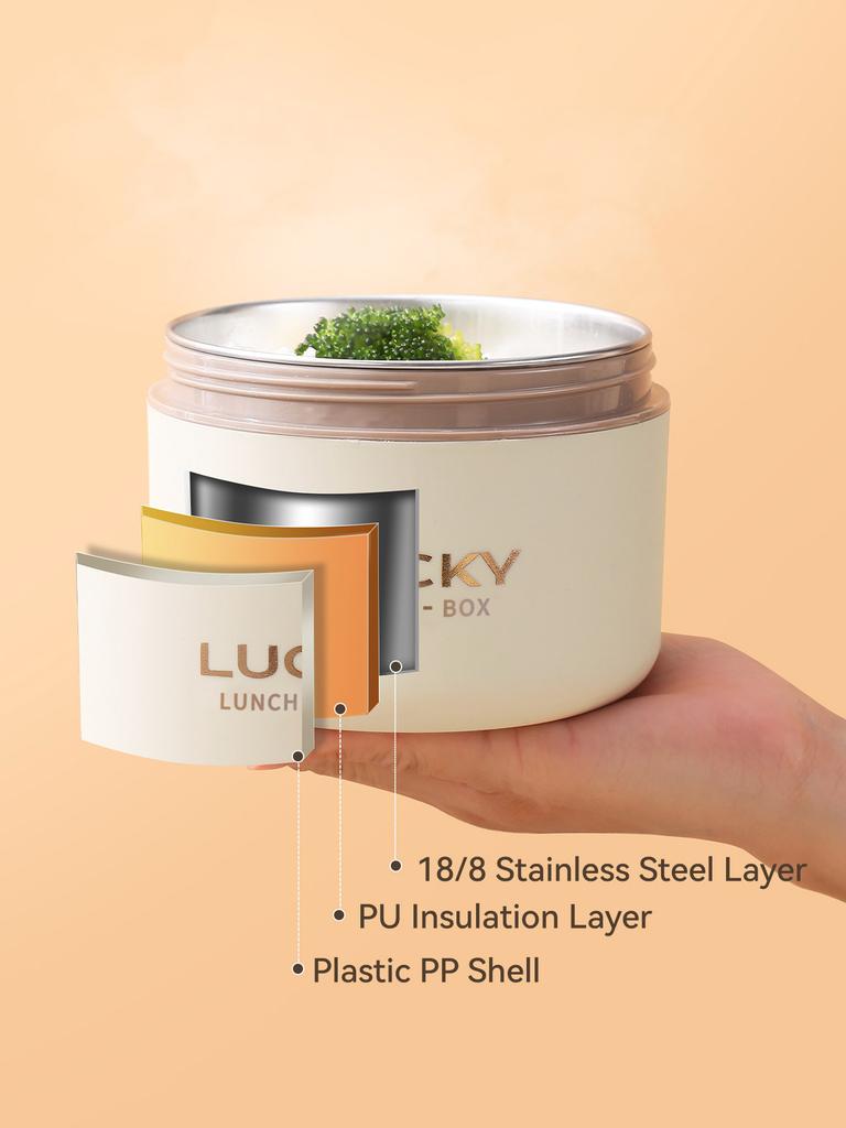 Portable 304 Stainless Steel Thermal Lunch Box Leak-proof Insulated Food Jar Microwave Heatable Kid Student Food Container Set