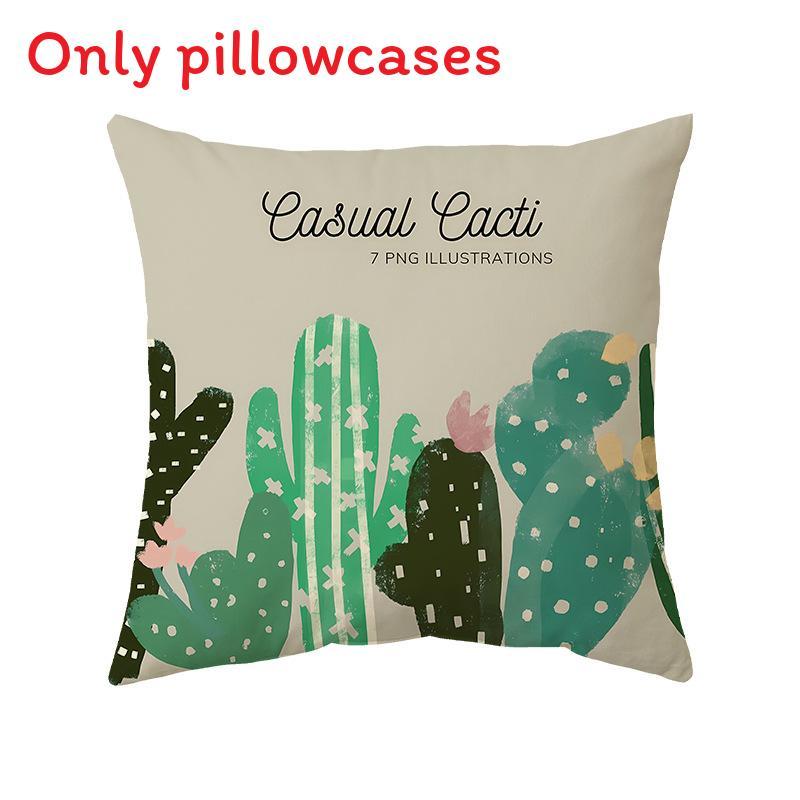 

Cartoon Cactus Pillow Cover Made Of Linen For Home Office And Relaxing Spaces Style D