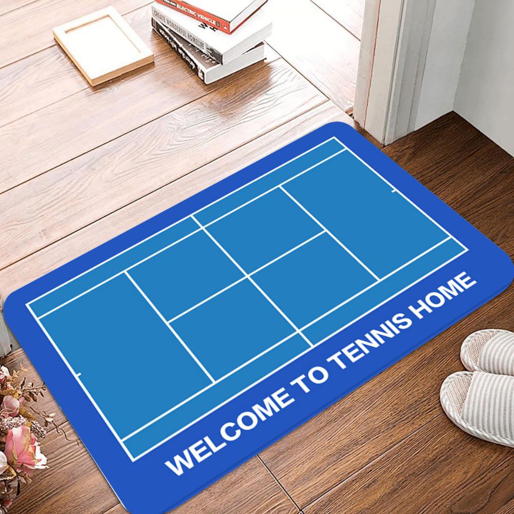 1 pièce Paillasson Motif Terrain de Tennis Football Multicolore Tapis Antidérapant Salon Chambre à Coucher Tapis de Porte d'Entrée Intérieur Extérieur Durable