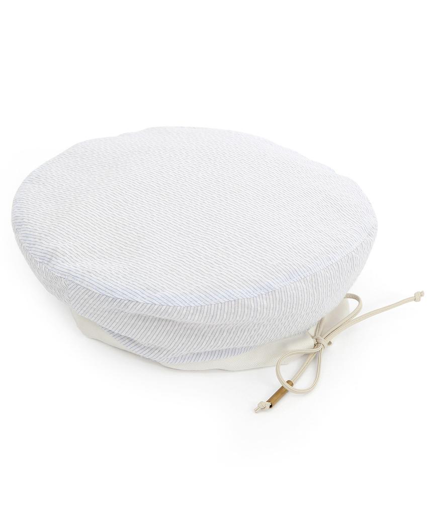 Eondeokeonteulolseutyudio Cotton Seersucker Adjustable Strap Summer Beret Plate Beret / Strap / Line Seersucker / Sky